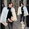 Women's Faux Fur Jacket Autumn Winter Warm Loose Plush Coat Casual Female Furry Cardigan for Street Office Date