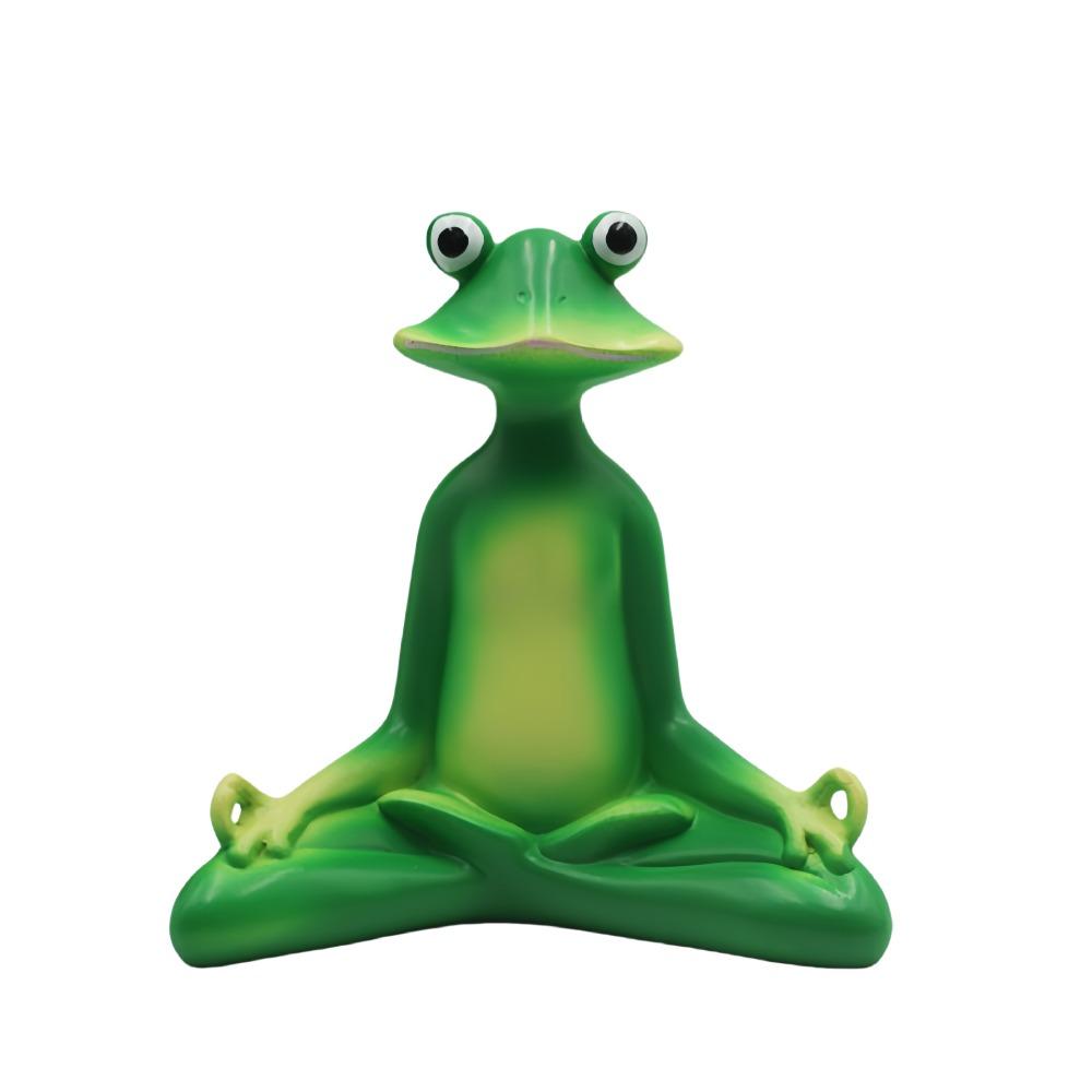 Green Zen Meditation Frog Statue Resin Crafts Garden Animal Figurine for Outside Lawn Outdoor