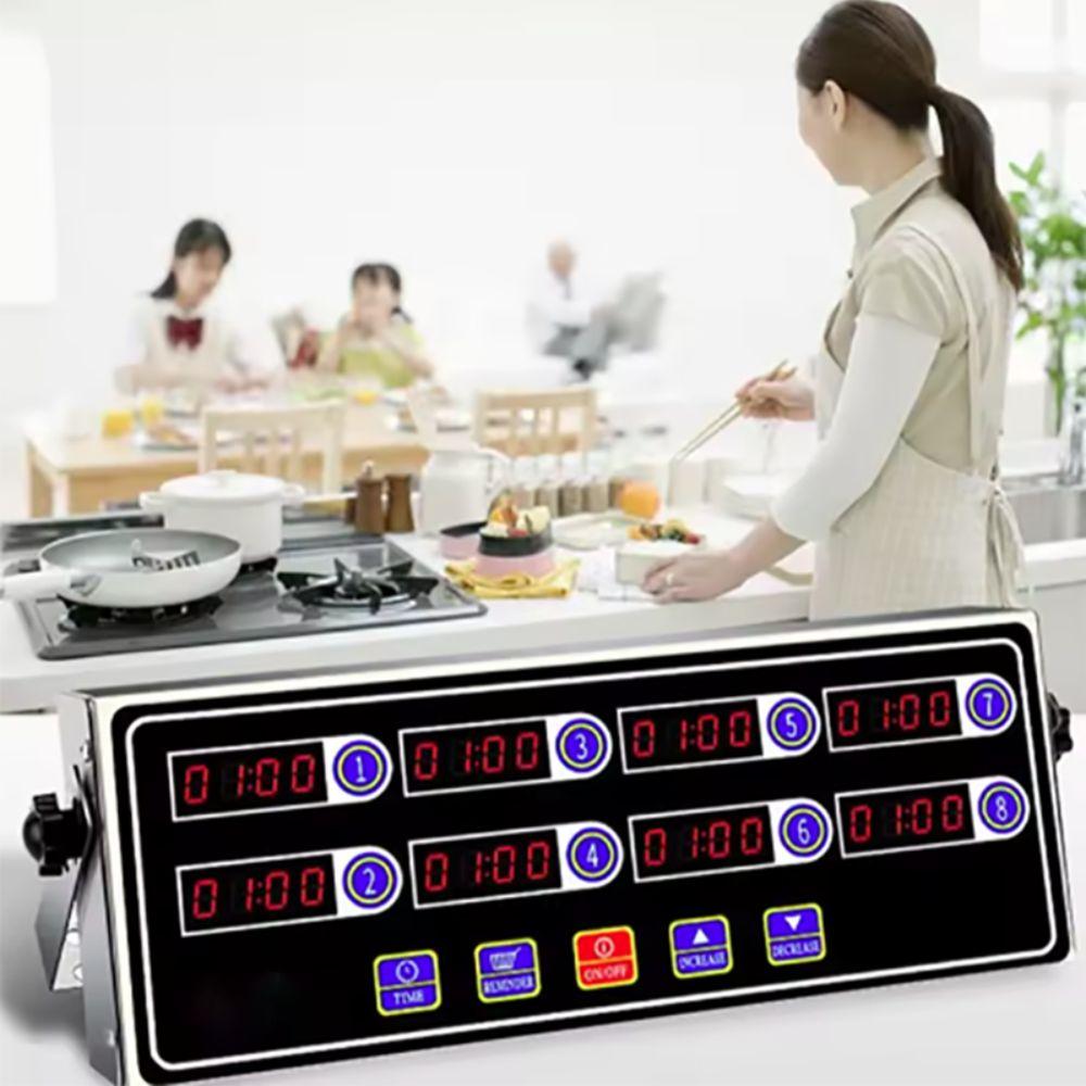 4/6/8 Channels Commercial Kitchen Timer LED Digital Screen Cooking Reminder Restaurant