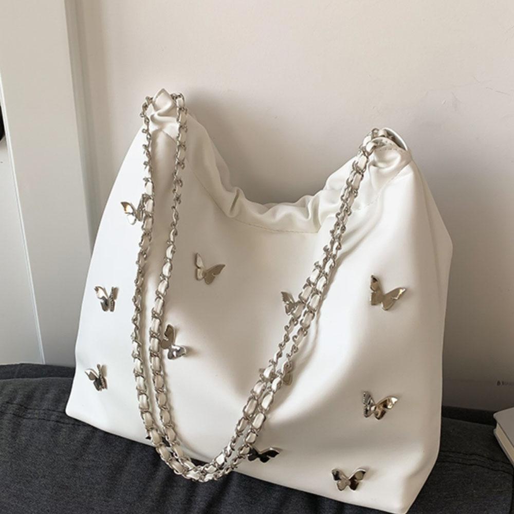 Personalized Shoulder Bag Three-dimensional Butterfly Women Casual Soft Pu Large Capacity Chain Handbag New Bucket Crossbod Bags