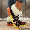New large size cotton shoes women's snowflake Santa Claus flat casual shoes autumn and winter single shoes