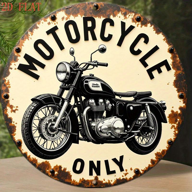 pc Vintage Motorcycle Metal Wall Decor Retro Garage Sign with Motorcycle Beige Black Retro Design HeavyDuty Aluminum
