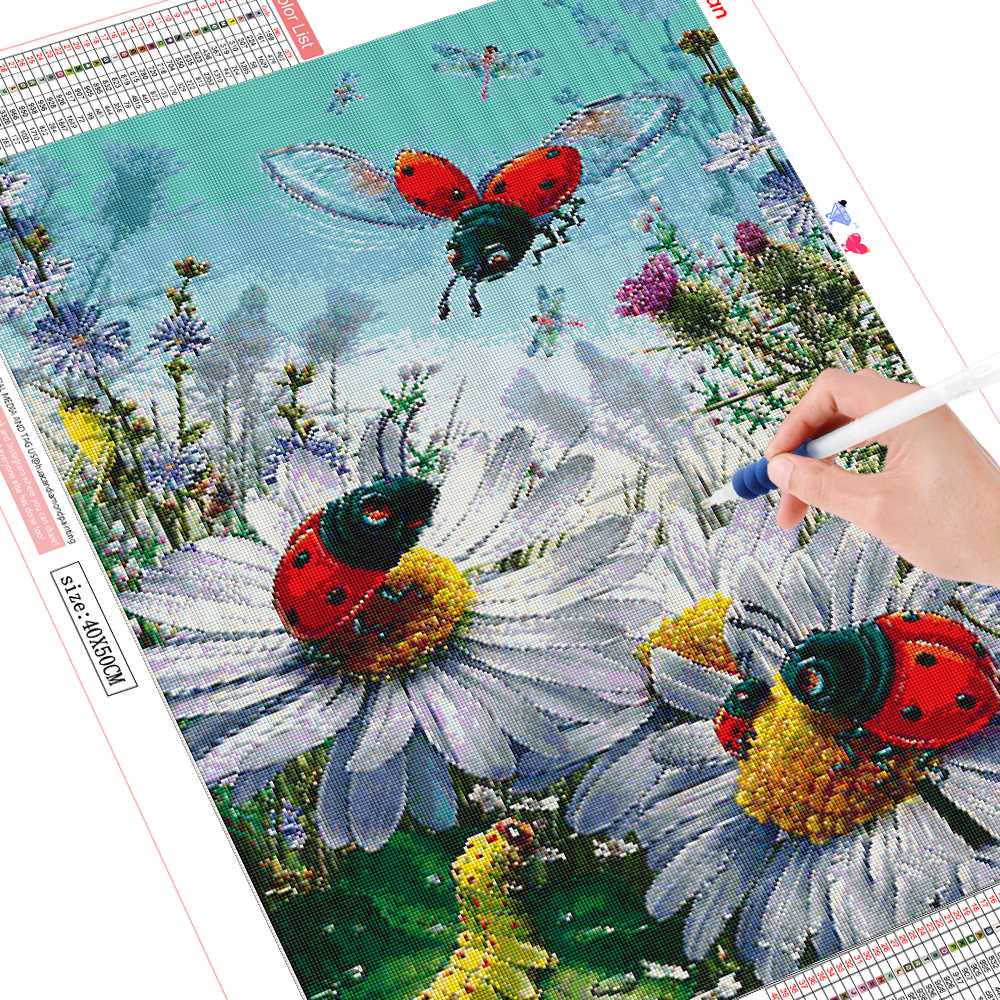 Diamond Embroidery Daisy Ladybug Home Decoration Flower Diamond Painting