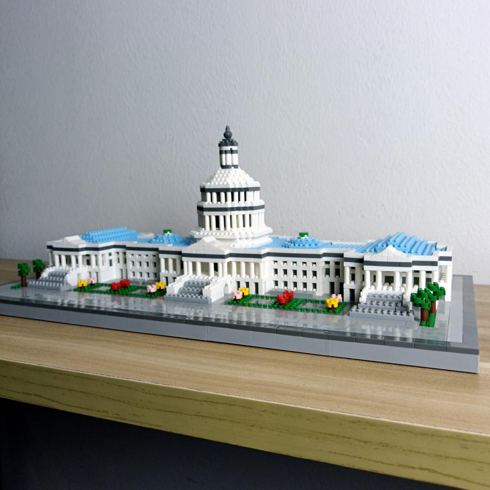 KNEW BUILT Capitol City Construction Белый дом Микро Строительные Блоки Мини Архитектура США Игрушки для Взрослых и Детей Собираемые Кубики