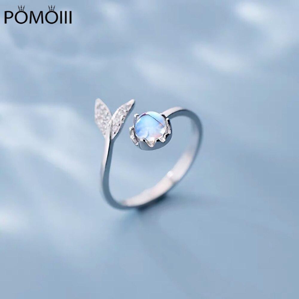 Ghidbk Новые Роскошные Цирконий Хвост Лунный Камень Открывающиеся Кольца для Женщин Простые Пузырьковые Регулируемые Кольца Для Пальцев Вечеринка Ювелирные Изделия Подарок