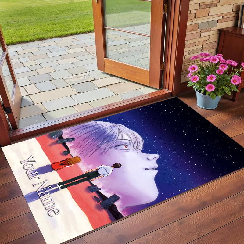 Crystal Velvet Rug Custom Name Text, Soft Non Slip Floor Mat Home DecorNeon Genesis Evangelion