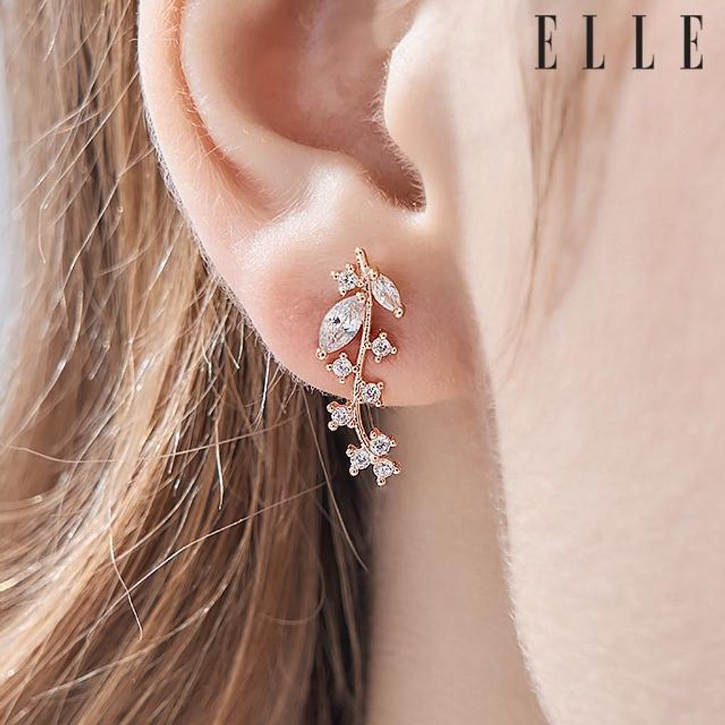 [ELLE Jewelry] Длинные серьги с мотивом листа 14-каратного золота ELGPEE530