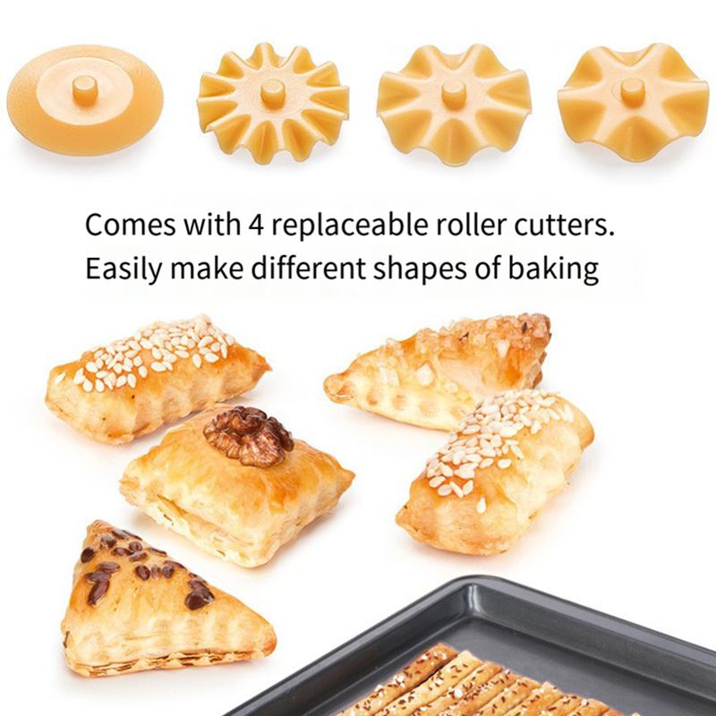 Инструменты для выпечки Нож для пиццы Резак для теста Набор для фигурных роликовых резак для домашнего торта Резак для кружева Тесто Зубчатый край Резка Кухонный аксессуар