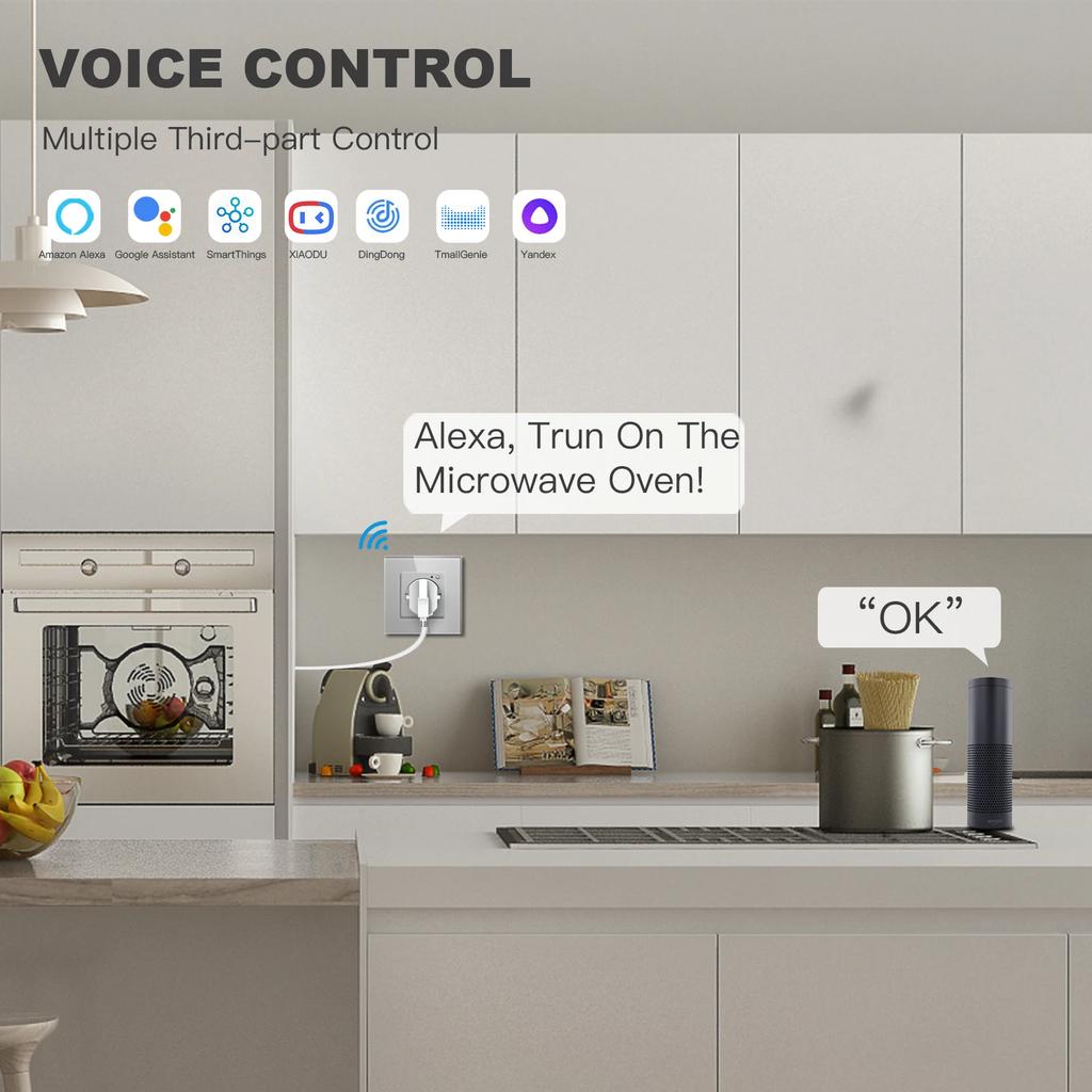 Melery Wi-Fi Smart Wall Socket Power Monitor EU Электрическая розетка USB Type-C Tuya APP Remote Wireless от Alexa Google Home