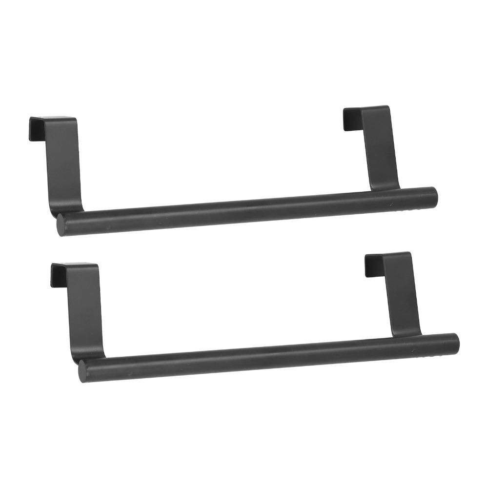 2 PCS Stainless Steel Towel Bar Black Over Door Towel Rack Home Dorm Hotel Apartment