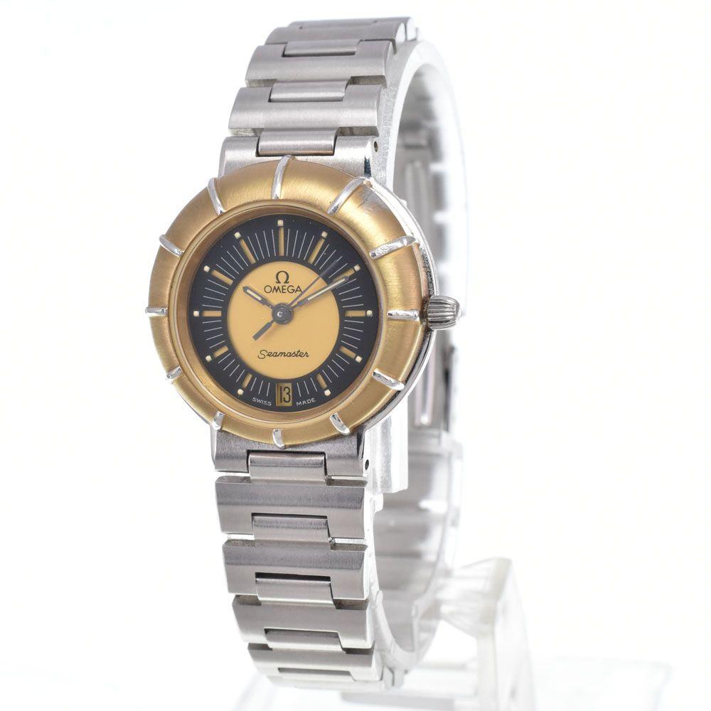 Б/у часы Omega OMEGA Seamaster Dynamic Черно-золотые Кварцевые Женские Хорошее Состояние J#150074