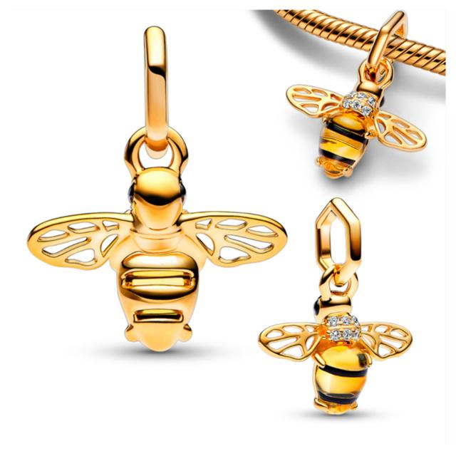 New Gold Plating Bee Family Tree Snake Pine Nuts Charms Beads Fit Original Pendant Bracelet Diy Fashion Woman Jewelry