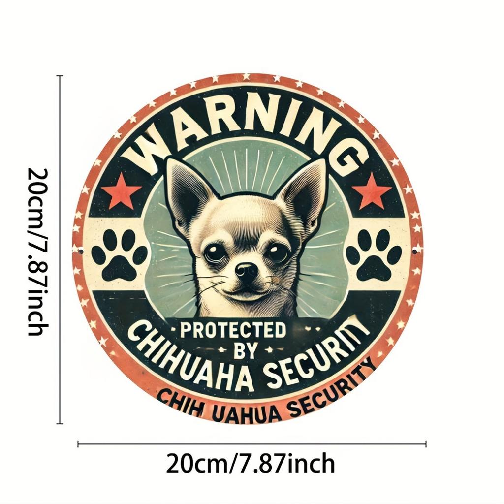 pcMiniature Dog Security Warning Aluminum Wall Art Sign Unique Design Easy to Hang Durable LongLasting for Home Office