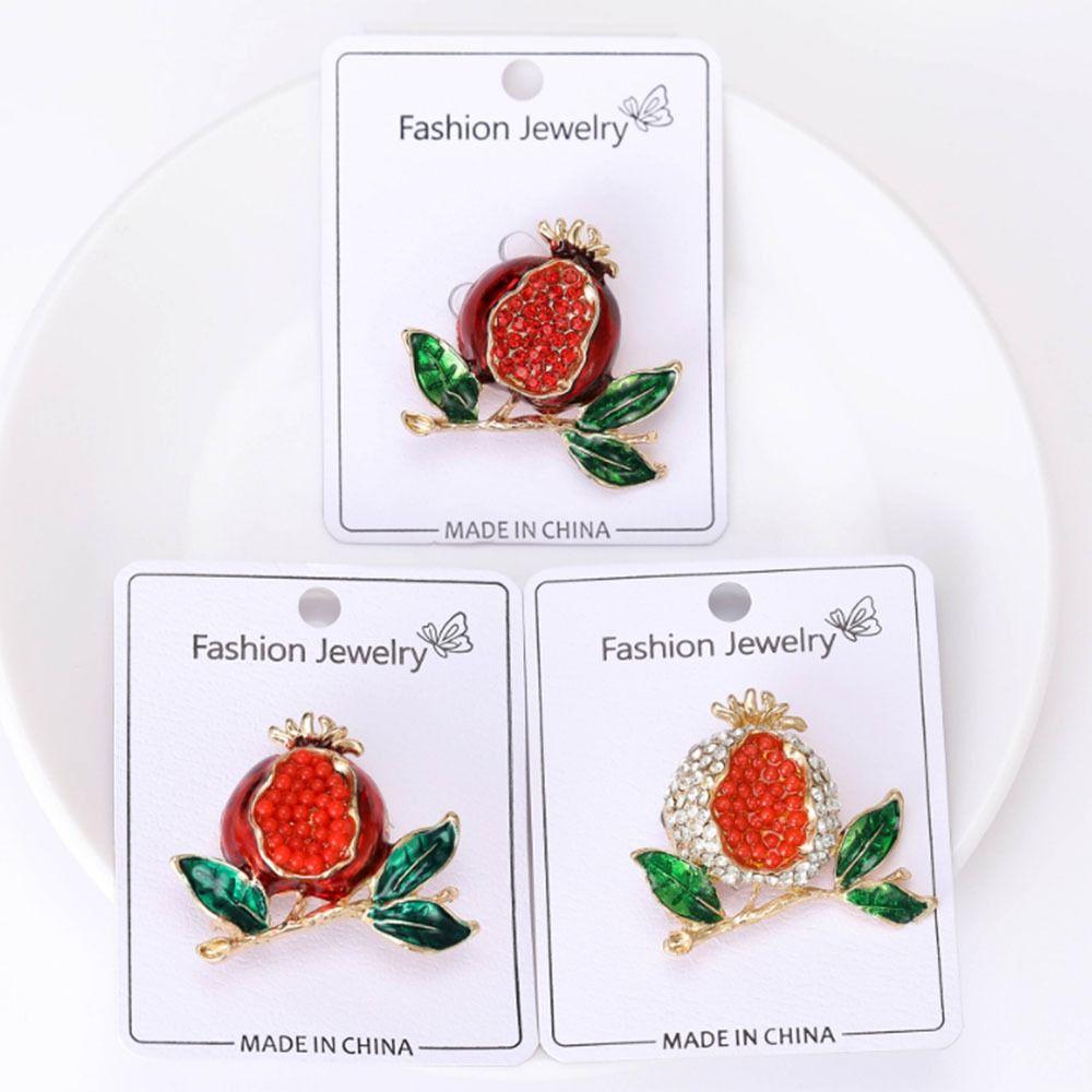 Fashion Rhinestone Fruits Brooch Exquisite Lapel Pins Pomegranate Brooches  Jewelry Accessories