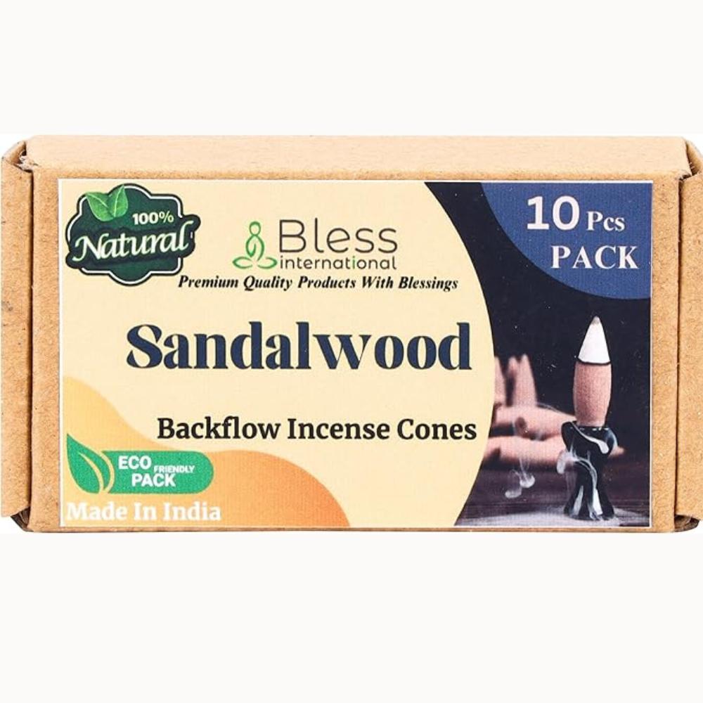 Bless-International Sandalwood-100%-Natural-Incean-Backflow-Cones-for-Waterfall-Handmade-Organic-Chemical-Free-for-Purification-Relaxation