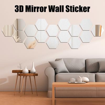 3D Зеркало Настенная Наклейка Искусство Настенное Украшение Самоклеящиеся DIY 100 мм 24 шт Домашний Декор Шестигранная Наклейка Зеркало Декор Наклейки