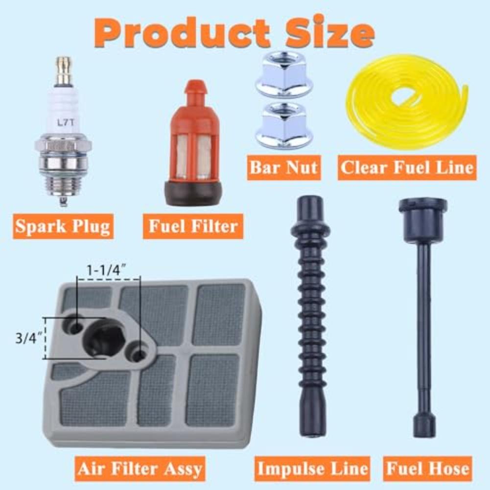 Air Filter Tune-Up Kit With Choke Control, Bar Nuts, Spark Stopper For Compatible Chainsaw Models 030 031AV 032AV