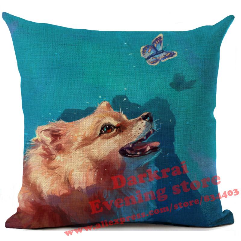 Doberman Greyhound Dachshund Corgi Dog Siberian Husky Linen Cushion Cover Living Room Sofa Throw Pillows Decorative Pillowcase