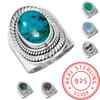 Кольцо из стерлингового серебра 925 пробы Женское с драгоценным камнем Ручной работы Ювелирное изделие Подарок на помолвку Амазонит Ангелит Голубой опал Ботсванский агат Мохавский азурит Хризоколла Бохо