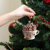 Fancyfamily 1PC Christmas Tree Snow House Coffee Cup 2D Acrylic Pendant Decoration Christmas Decoration