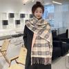 Autumn and Winter New Imitation Cashmere Scarf Women's Love Plaid Thickened Fringed Scarf Popular Versatile Shawl Women