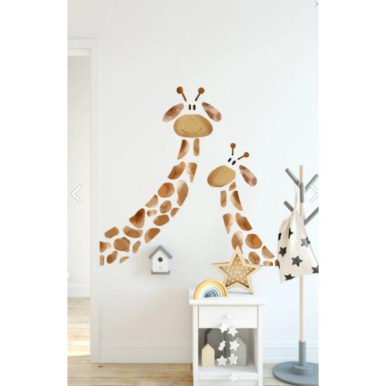 Mother Baby Giraffe Kids Room Wall Sticker Set - Sim706