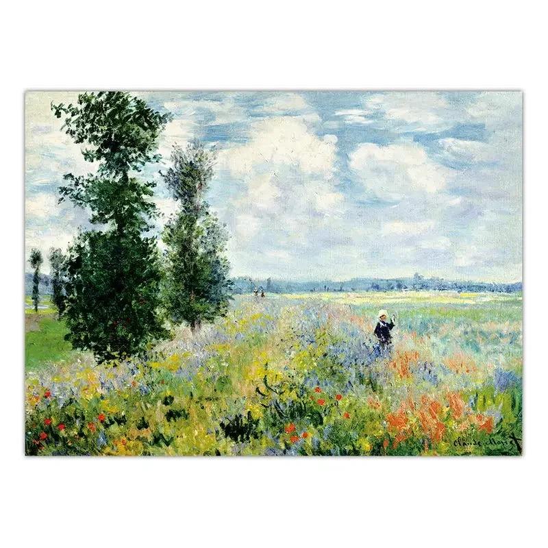 Vintage Spring Poppy Field Canvas Wall Art  Retro Decorative Painting for Living Room  Bedroom  Classic HD Print Poster  Home De
