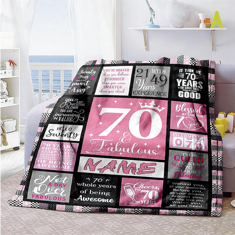 Birthday Customize Text Blanket Lightweight Personalized Blanket Soft & Cozy Throw For Bedding Chair Nap Bed for All Occasions