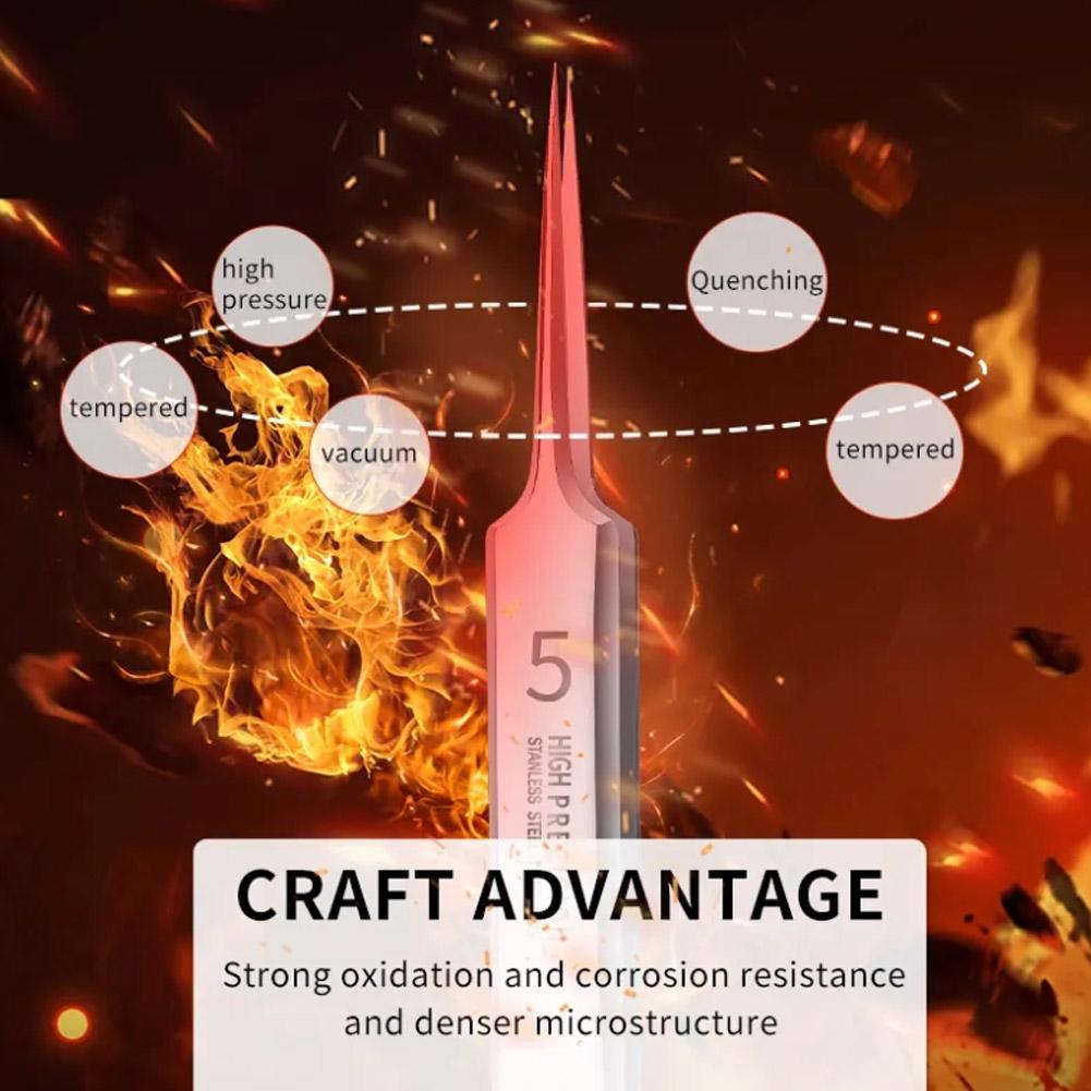 Ультратонкий пинцет №5 для удаления прыщей и черных точек, инструменты с иглой для акне, скребок для красоты, закрывающее устройство для удаления дефектов лица