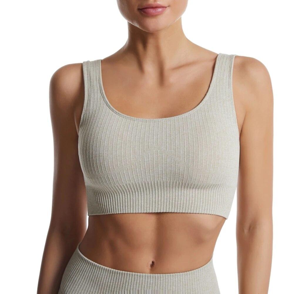 Женские спортивные бюстгальтеры, ударопрочный бюстгальтер для тренировок в тренажерном зале, спортивная одежда, бесшовный бюстгальтер с мягкой подкладкой для йоги и фитнеса, ребристый бюстгальтер, противоударный бюстгальтер для активного бега