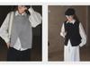 Louvre Autumn Korean Style Irregular Slit Vest for Women - Slim Layered Loose Fit Top
