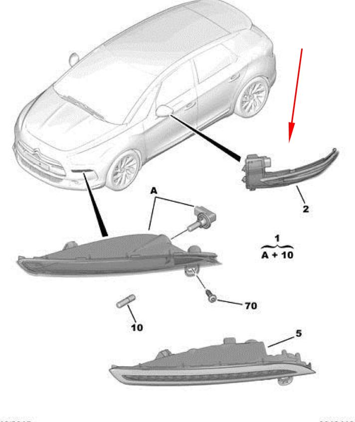 Car Turn Signal Light OE 9805437080 9805437280 for Citroen DS5