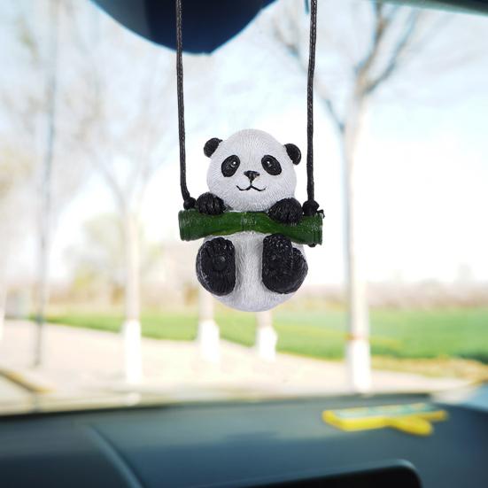 Panda Pendant Cute Toughness Cartoon Strong Resin Decorate Rearview Cute Panda Mirror Pendant