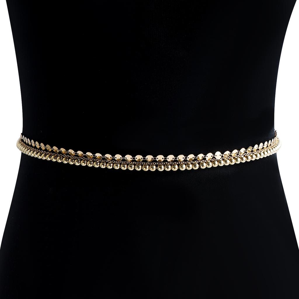Accessories, Simple And Personalized Multi-Layer Beaded Chain Belt, Retro Punk Sequined Waist Chain For Women