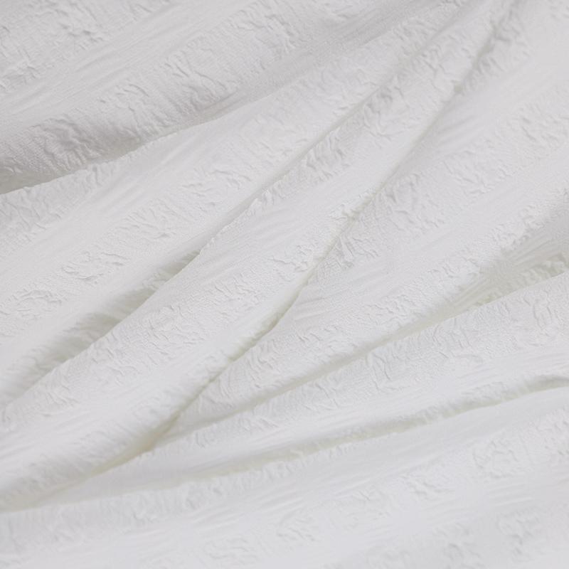 Summer Woven Solid Color V-neck Button Pleated Loose Casual Dress