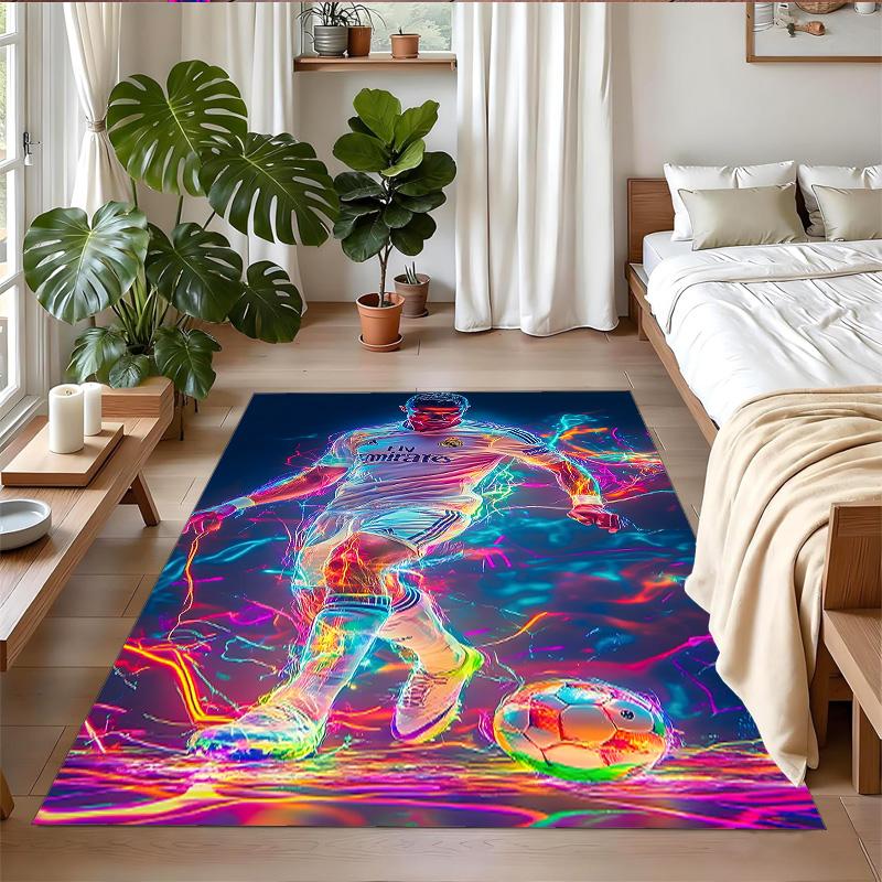 Anti‑Slip Crystal Velvet Floor Rug, Cristiano Ronaldo Design Carpet for Indoor Living Bedroom Home Decoration