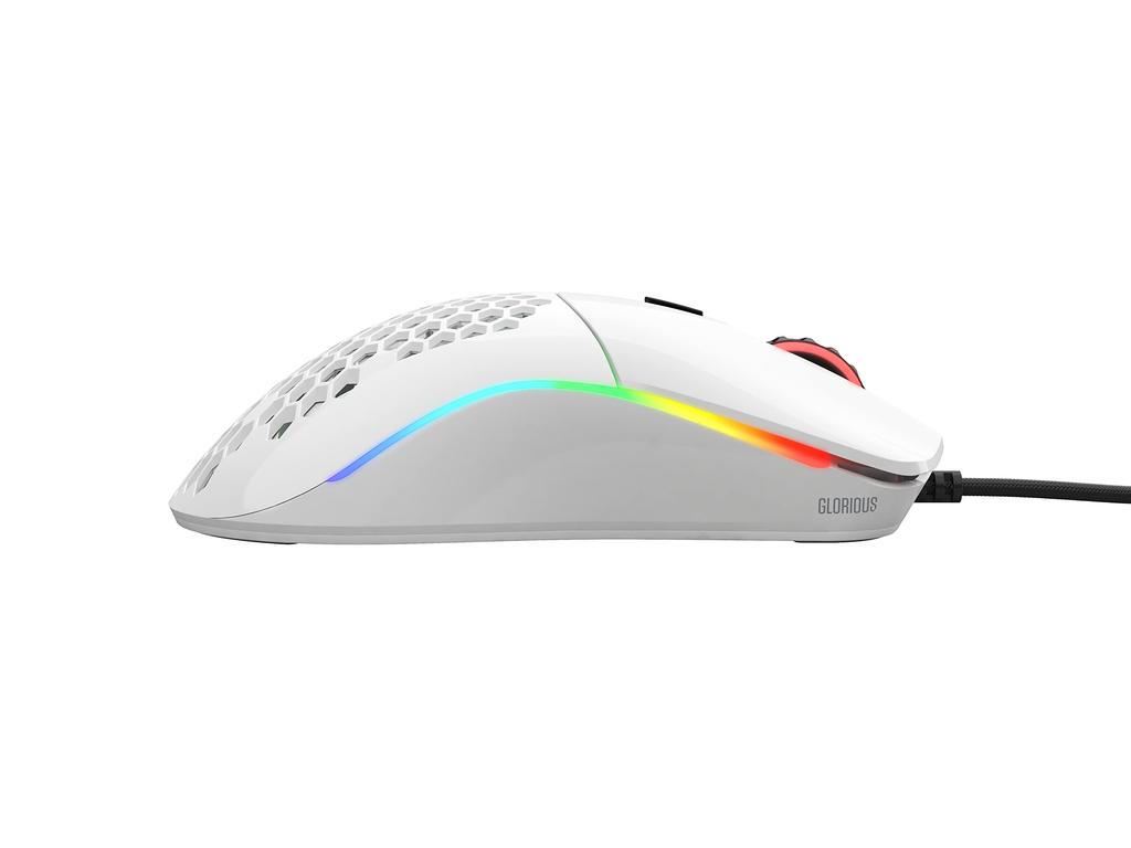 Glorious Model O Wired Gaming Lightweight 6 Programmable USB White Mouse, RGB, Buttons, Mouse, (58g)