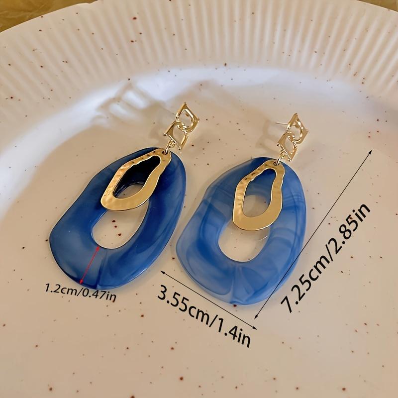 Синие серьги-подвески неправильной формы, элегантные и простые стильные ювелирные изделия из сплава, модные женские украшения для ушей