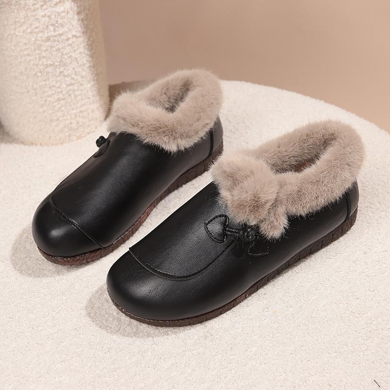 Модные женские новые осенне-зимние теплые маленькие кожаные туфли из мягкой кожи и бархата, простые мелкие слипоны, шапка-бини, хлопковые туфли