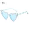 Trending UV400 Bling Shades Pearls Sun Glasses Heart Sunglasses Party Glasses