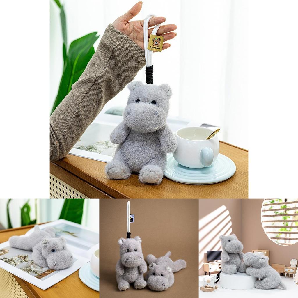 Плюшевый брелок-бегемот с коротким ворсом, мягкий материал, подарок для детей