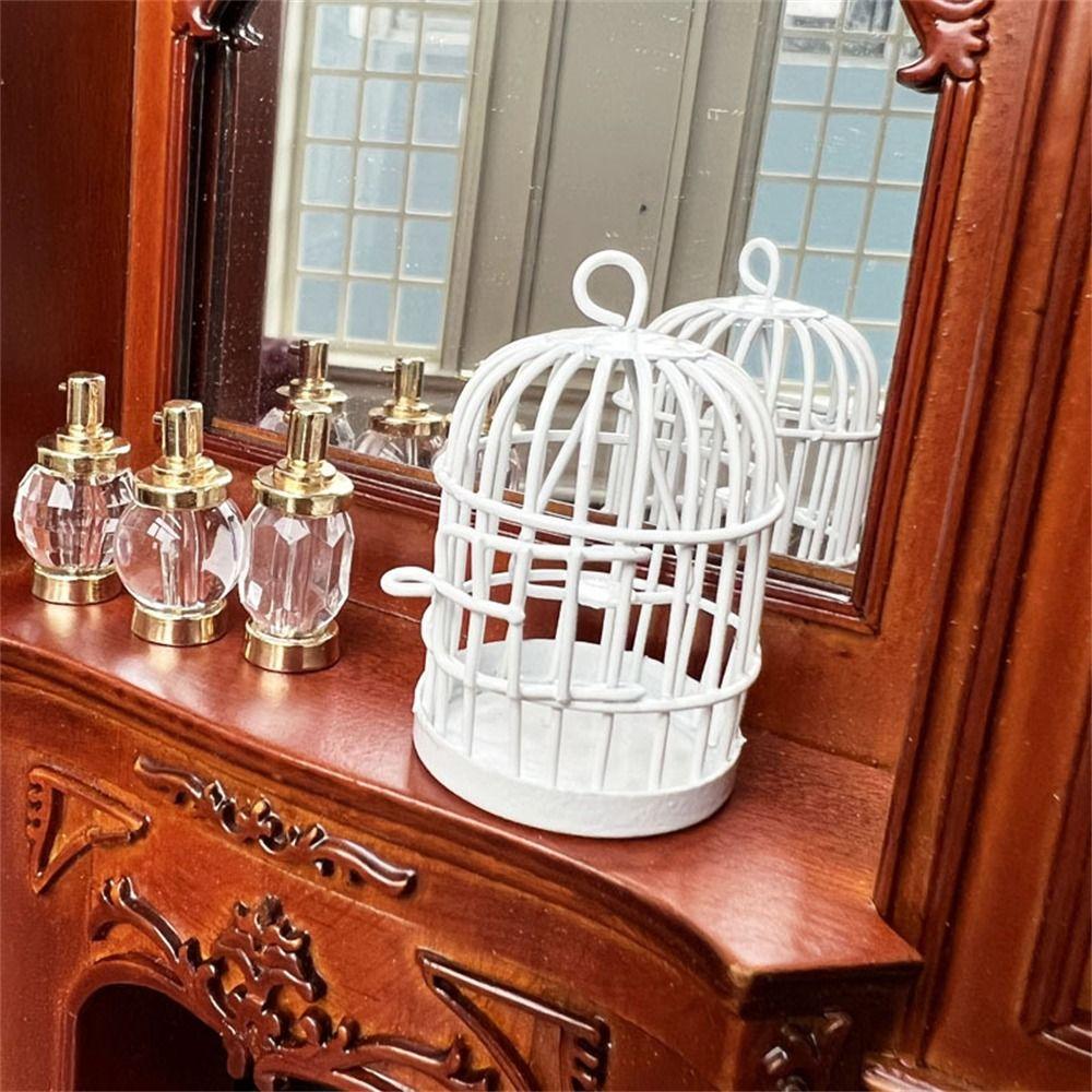 Миниатюрная металлическая клетка для птиц Сделай сам Домашнее подвесное украшение для 1/6 1/12 Настольный декор