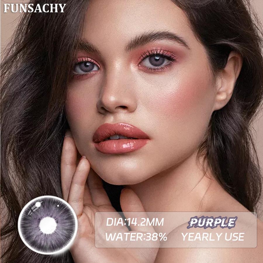 FUNSACHY Цветные контактные линзы Годовые Голубые линзы для макияжа глаз Красота Коричневые цветные линзы Модные Серые линзы для зрачков 2 шт.