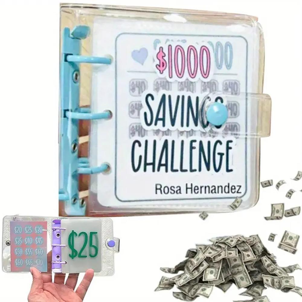 Savings Challenge Binder 1000 Dollar Savings Challenges Loose-leaf Book Cash Budget Storage Notebook Envelope Savings Challenge