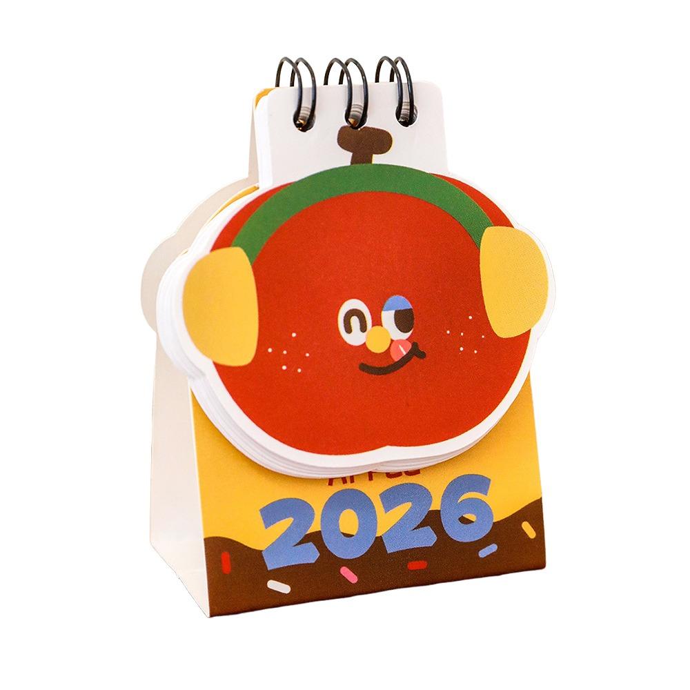 Простой Мини 2026 Настольный Календарь Форма Фрукта Спиральное Скрепление Планировщик Расписания Портативный Мультяшный Настольный Календарь Настольное Украшение