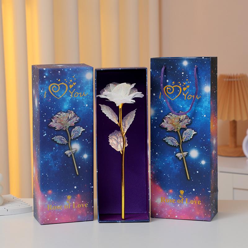 Роза из 24-каратной золотой фольги Светящийся букет: Сохраненные искусственные цветы на День святого Валентина, День матери и дни рождения