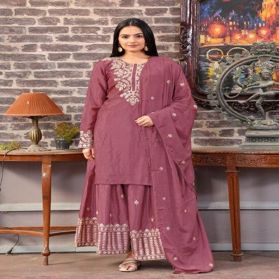 Luxury Mauve Ethnic Sharara Suit