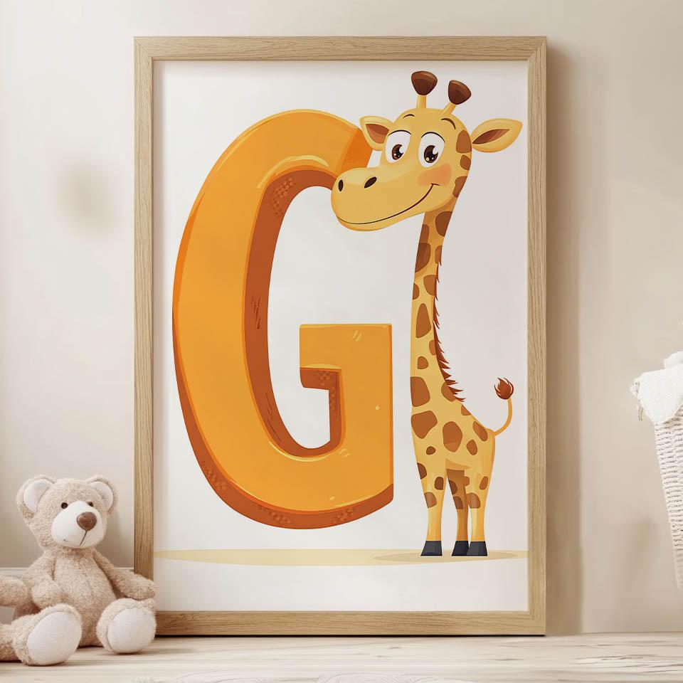 Plakat Litera G Z Żyrafą Plakat Litera G Z Żyrafą, 40X50 Cm, Bez Ramy, Papier Matowy 230 Gsm