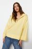 Women's Fashionable Stylish Sweater Stone Wide Fit Soft Textured Zippered Knitwear Sweater