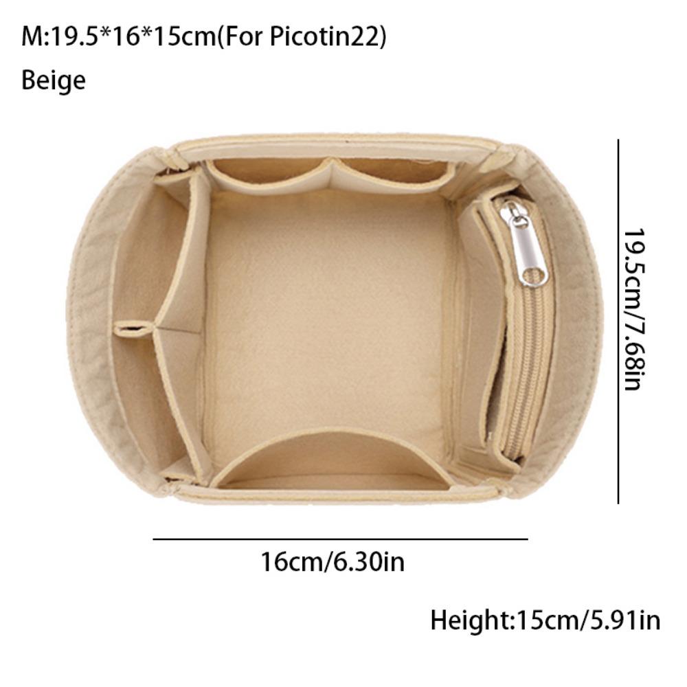 Felt Bucket Bag Internal Bag Large Capacity Multi-Pocket Purse Liner Storage Organization Portable for Picotin18/22